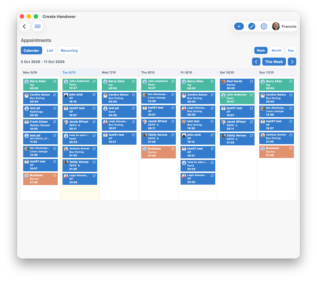SRSPro Appointments calendar