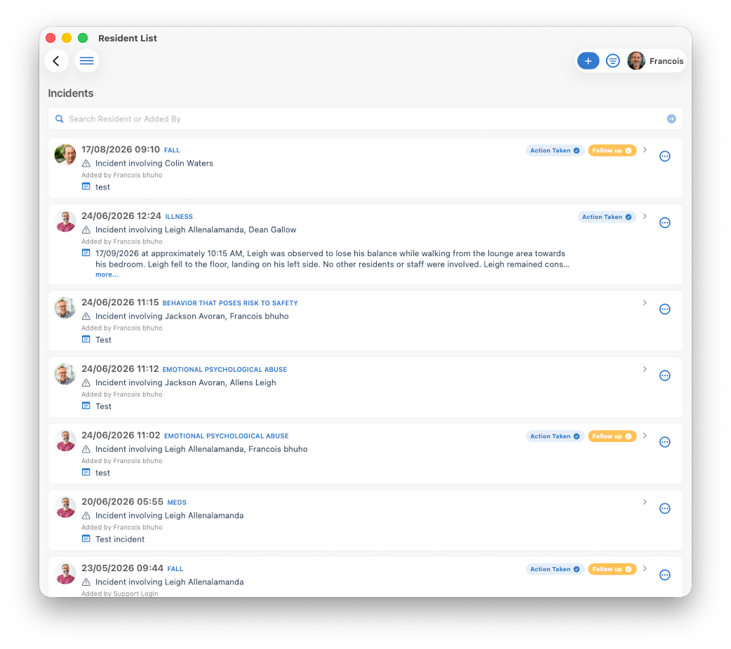 SRSPro incidents overview